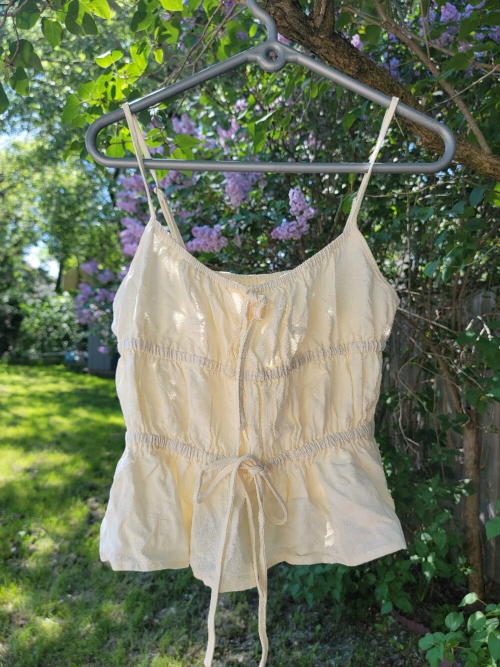 Linen Blend Ruffle Cami Top